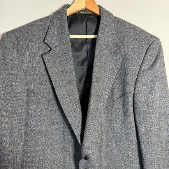 Circle S Western Plaid Wool Sport Coat Dinner Jacket Blazer Men 44R Brown Cowboy - Picture 5 of 14
